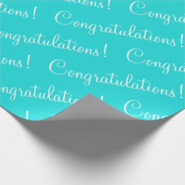 Papier Cadeau Félicitations Turquoise Script Graduation (Coin)