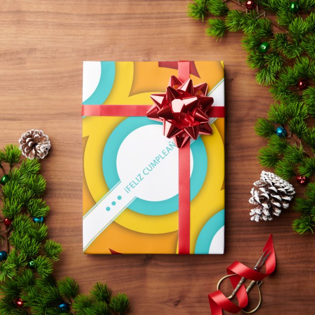 Papier Cadeau feliz cumpleanos rétro (Cadeau de vacances)