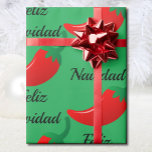 Papier Cadeau Feliz Navidad Red Chili & Green Christmas Cadeau<br><div class="desc">Feliz Navidad Red Chile & Green Christmas Cadeau papier</div>