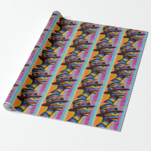 Papier Cadeau Femme au chapeau coloré 6 Silhouette saisissante