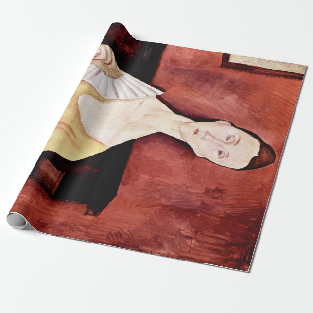 Papier Cadeau Femme avec ventilateur, Modigliani (Déroulé)