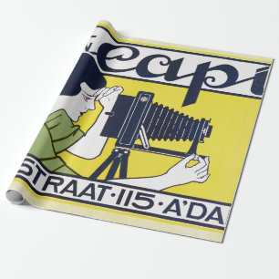 Papier Cadeau Femme caméra, photographe, Van Caspel