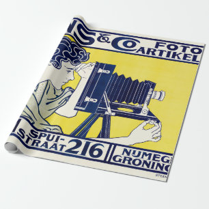 Papier Cadeau Femme caméra, photographe, Van Caspel