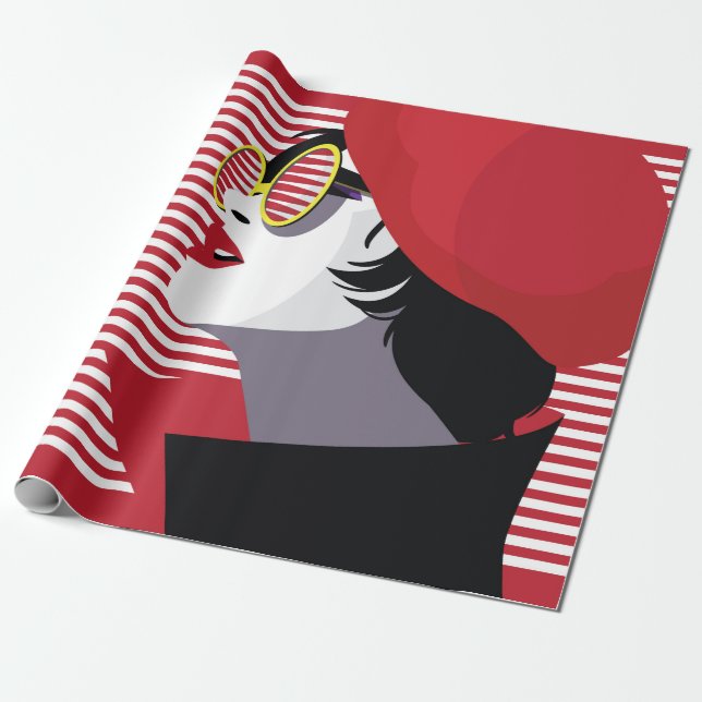 Papier Cadeau Femme de mode dans style pop art. (Déroulé)