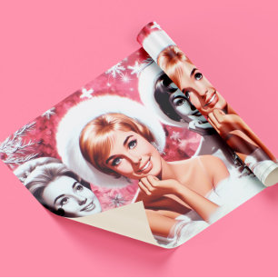 Papier Cadeau Femme de Noël vintage