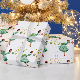 Papier Cadeau Femme de Noël vintage soufflant une bougie