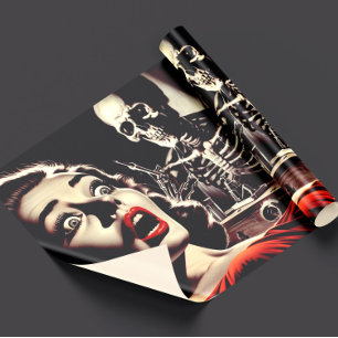 Papier Cadeau Femme d'horreur pulp vintage