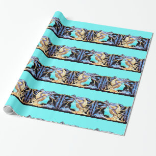 PAPIER CADEAU FEMME ÉLÉGANTE BEAUTÉ JOAILLERIE /DAME, RUBAN BLEU
