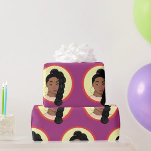 Papier Cadeau Femme noire, Beauté brillante, Puff Ponytail