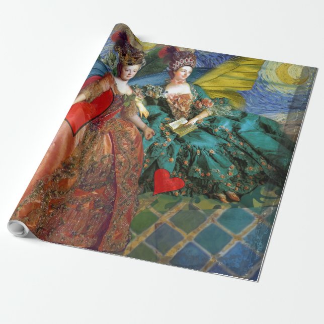 Papier Cadeau Femme Papillon Capricieuse Gémeaux Gothique Classi (Déroulé)