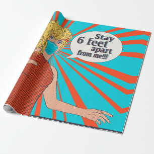 Papier Cadeau Femme rétro pop art en masque facial