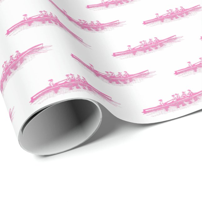 Papier Cadeau Femmes Blanches Pink Chaudes Rameuses Rameurs Équi (Coin rond)