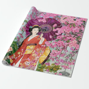 Papier Cadeau Femmes Japonaises En Kimono - Rideau De Douche