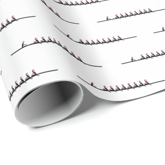 Papier Cadeau Femmes Santa Hat Rowing Rowers Équipe #4 (Coin rond)