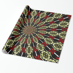 Papier Cadeau Fenêtre en verre rouge et or Kaleidoscope