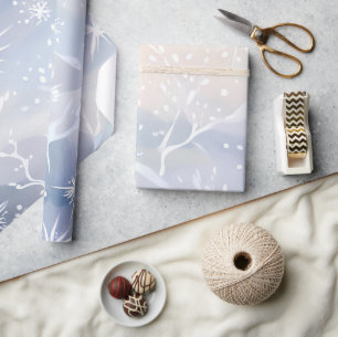 Papier Cadeau Fenêtre givré Belle scène hivernale enneigée