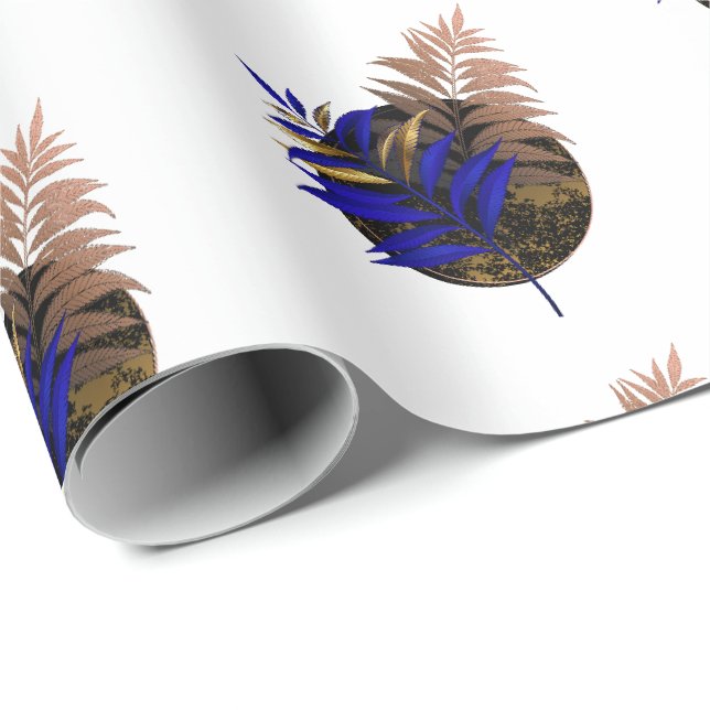 Papier Cadeau Ferme bleue sur cercle noir (Coin rond)