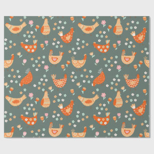 Papier Cadeau Ferme Country Folk Art