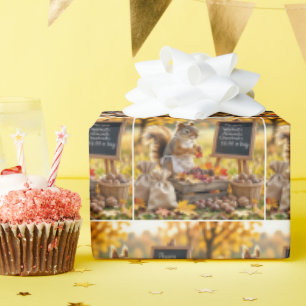 Papier Cadeau Ferme d'automne avec écureuil