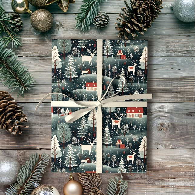 Papier Cadeau Ferme d'hiver de neige (Créateur téléchargé)