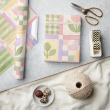 Ferme Fille Pastel Rose Vert Courtepoint Patchwork