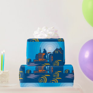 Papier Cadeau Fermier Sur Un Tracteur