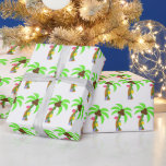 Papier Cadeau Festif Christmas Beach palmiers carrelé<br><div class="desc">conception par www.etsy.com/shop/TreasureBoxDigitals</div>