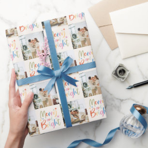 Papier Cadeau Festif coloré Joyeux et Bright Photo Noël