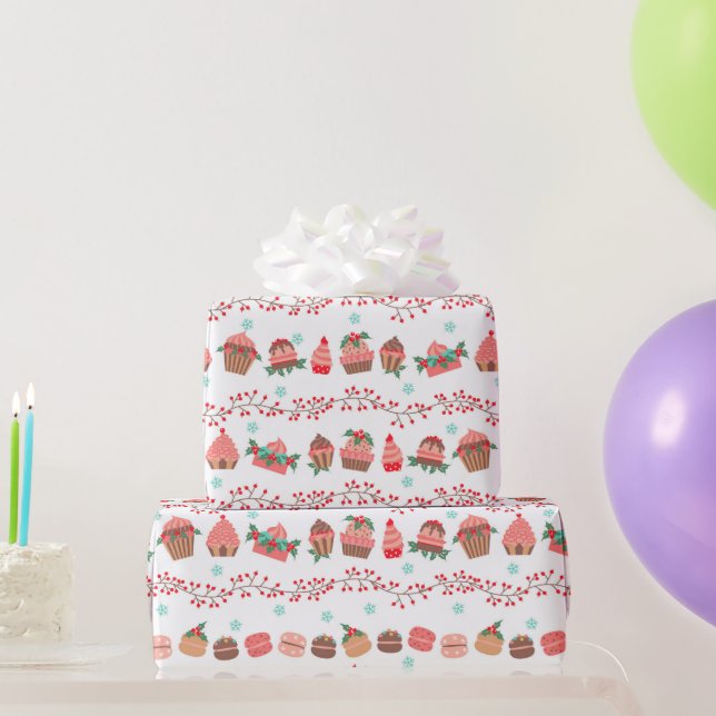 Papier Cadeau Festif gâteaux de Noël Macarons (Cadeaux de fête)