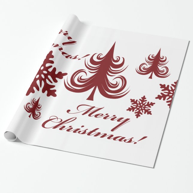 Papier Cadeau Festif Joyeux Noël Arbre Snowflakes Enveloppement  (Déroulé)