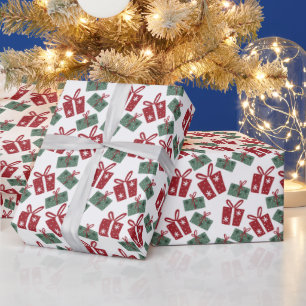 Papier Cadeau Festif moderne Red Green Cadeaux de Noël