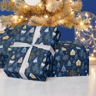 Papier Cadeau Festif Noël confortable maison carrelé