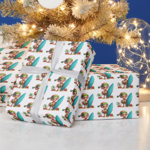 Papier Cadeau Festif plage de Noël elf carrelé motif