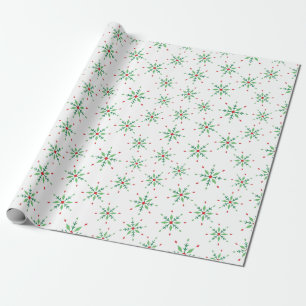 Papier Cadeau Festif Rouge et vert Fluge blanc sans couture