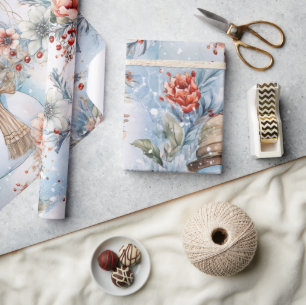 Papier Cadeau Festif Whimsical Floral Snowman découpage