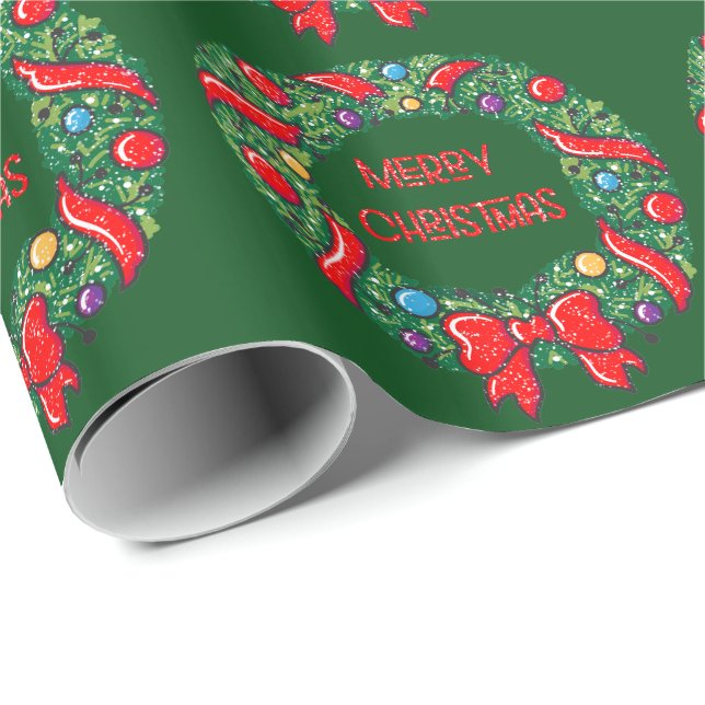 Papier Cadeau Festin Joyeux Noël Whimsical Reef (Coin rond)