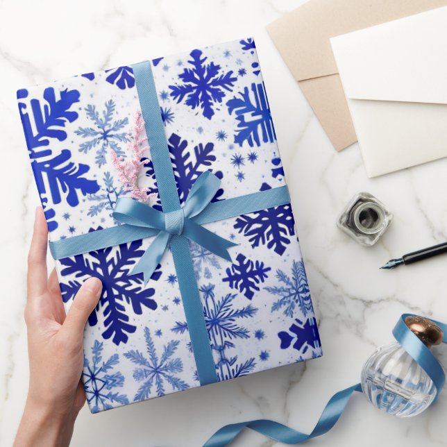 Papier Cadeau Festin Wrap Wonderland 'Royal Blue Snowflakes' (Cadeaux)