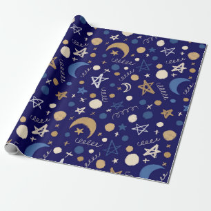Papier Cadeau Festival Blue Moon Motif sans couture
