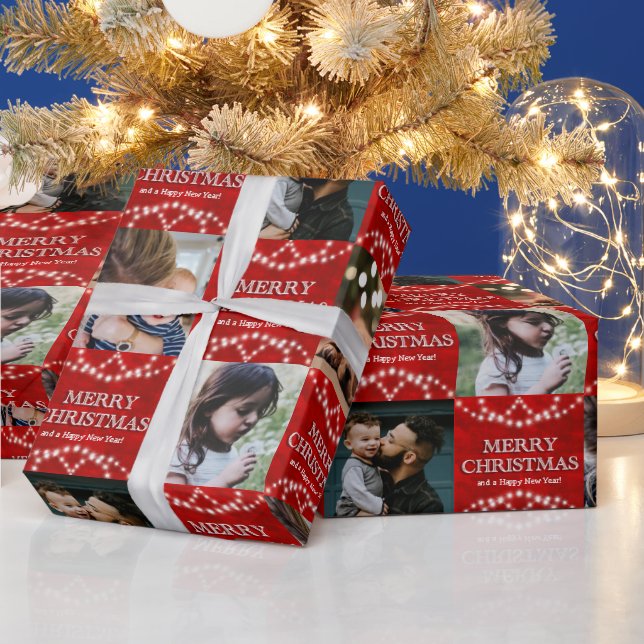 Papier Cadeau Festive 4 Photo Joyeux Noël Et Bonne Année (Vacances)