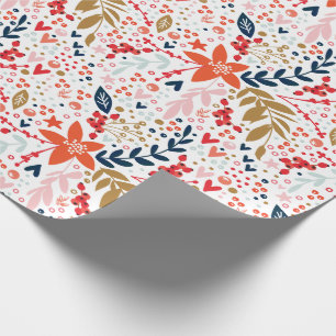 Papier cadeau Festive Blanc Floral toute l'année