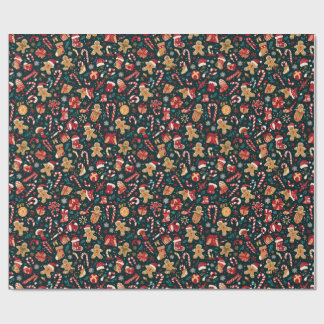 Papier Cadeau Festive Christmas Seamless Pattern – Candy Canes, 