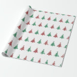 Papier Cadeau Festive Green et Red Christmas Tree cadeau de vaca<br><div class="desc">"Papier cadeau de Noël Festive vert et rouge" présente un motif sans soudure de sapins de Noël en rouge et vert orné d'une étoile festive sur le dessus,  ajoutant une touche de vacances classique à votre emballage cadeau.</div>