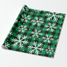 Festive Green Plaid Snowflake Buffalo Check Gift