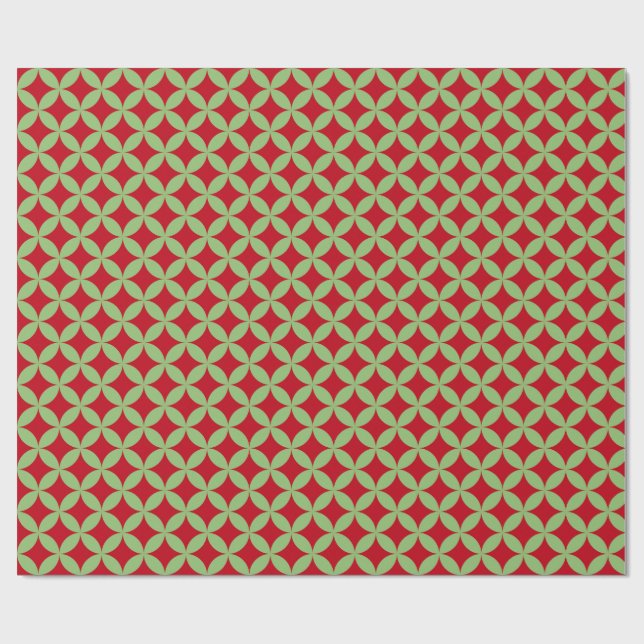 Papier Cadeau Festive Green & Red Christmas Wrapping Paper (Plat)