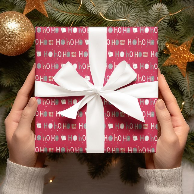 Papier Cadeau Festive Ho Ho Ho Chic Noël (Créateur téléchargé)