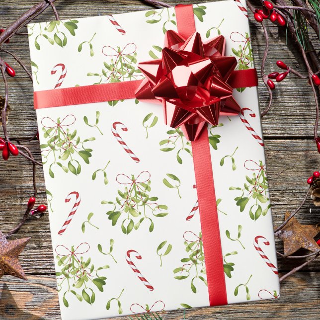 Papier Cadeau Festive Noël Mistletoe Vacances Verdure (Créateur téléchargé)
