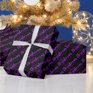 Papier Cadeau Festive Purple Foil Joyeux Noël