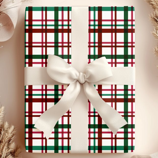 Papier Cadeau Festive Rouge et Vert Noël Plaid Motif (Créateur téléchargé)