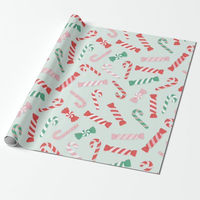 Papier Cadeau Festive Sucre de canne Delight Motif (Déroulé)