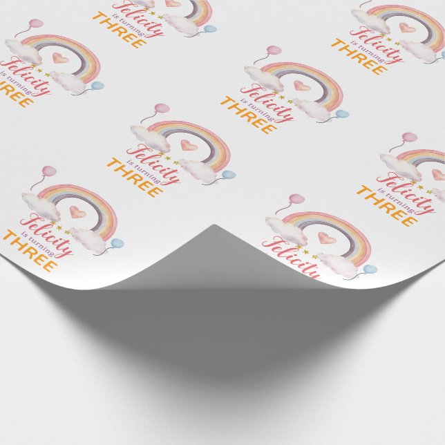 Papier Cadeau Fête Arc-en-ciel Aquarelle (Coin)